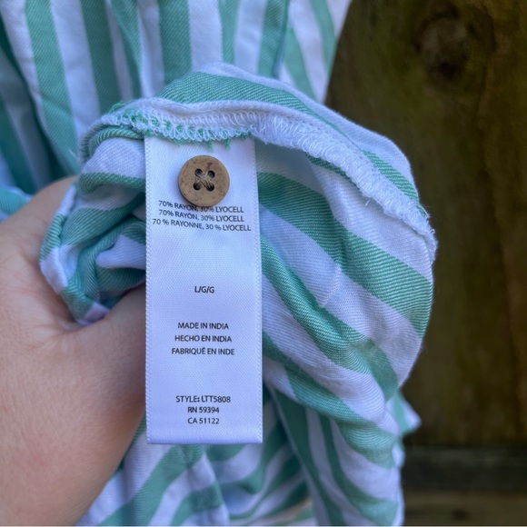 Beachlunchlounge Mint and White Striped Shirt - Picture 3 of 4